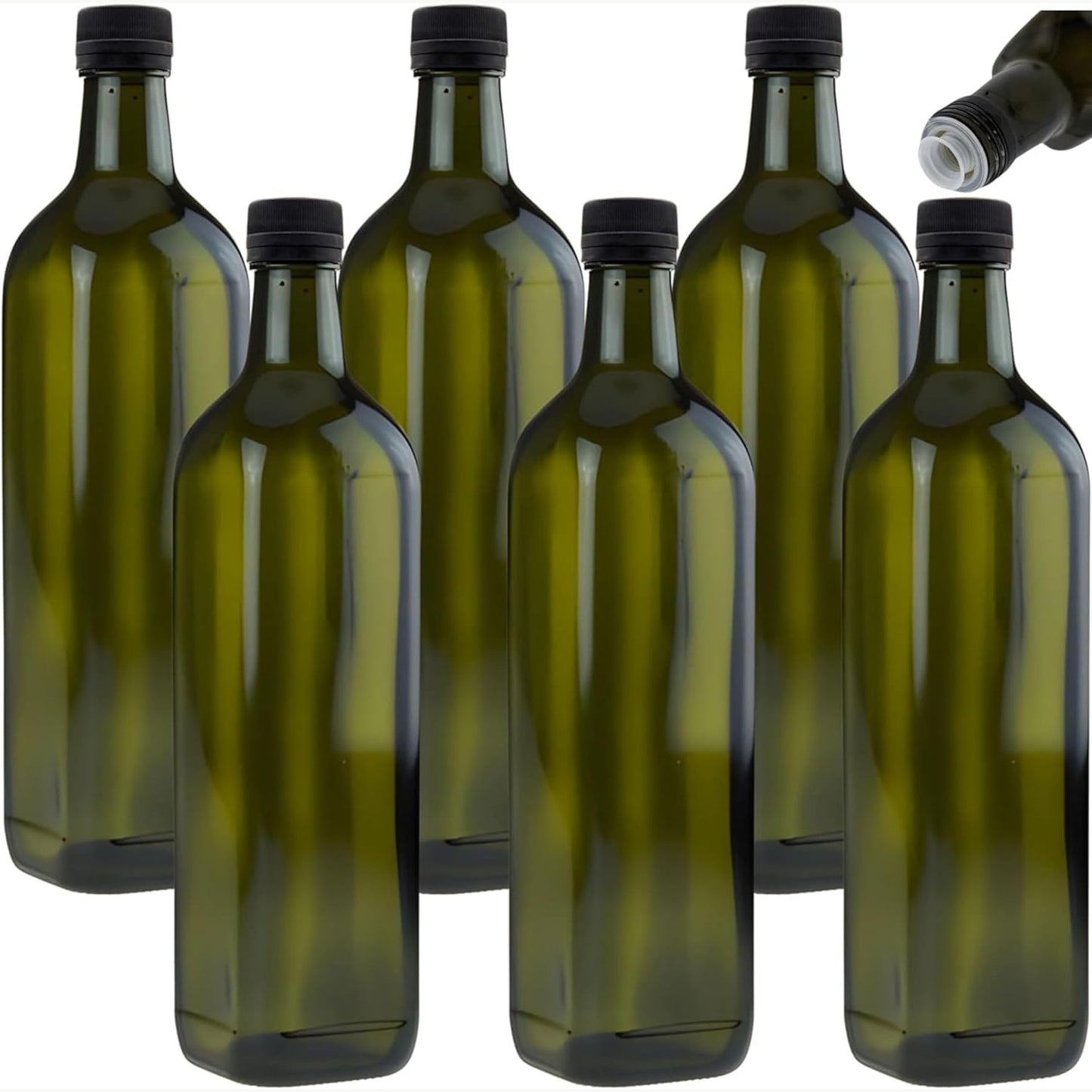 221941 - Set prej 6 shishesh vaji mikken 750 ml, jeshile/kafe, shishe qelqi me dozator dhe etiketa