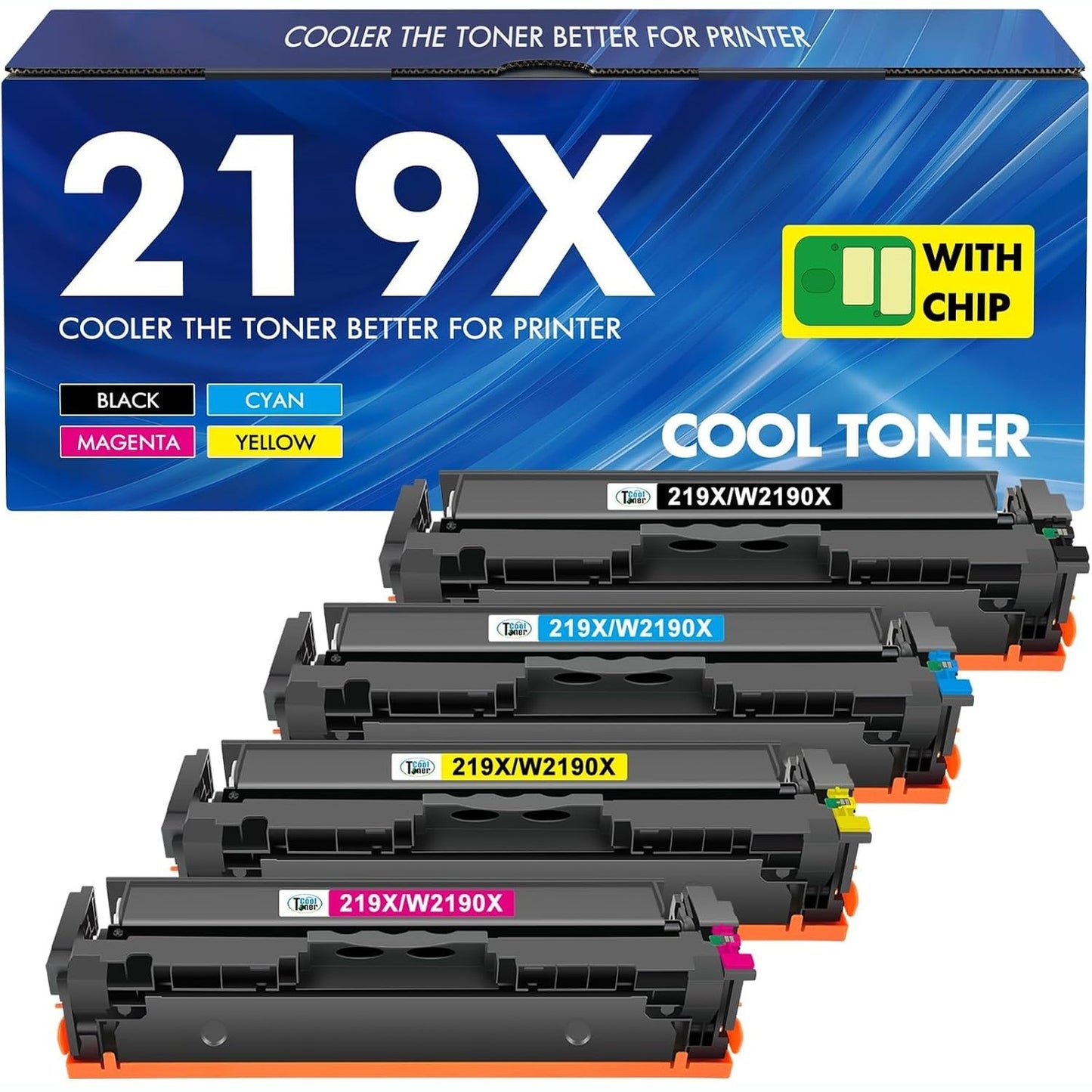 272782 - Toner 219X 219A, zëvendësim për HP Color LaserJet Pro MFP 3302FDWG, paketim me 4 ngjyra: e zezë, ciano, magenta, e verdhë