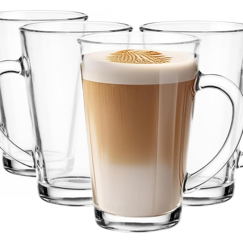 218944 - GLASMARK KROSNO Set me 4 filxhanë kafeje/çaj me doreza, 300 ml, Iwo, për lavastovilje