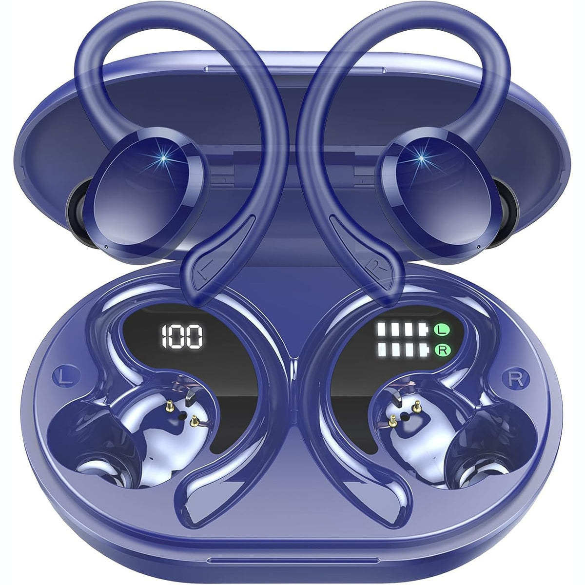 295205 - Kufje Sportive Bluetooth, Kufje Pa Tel 2025 Bluetooth 5.4 me Hi-Fi Stereo, Jetëgjatësi Baterie 48-Orë, Kufje Sportive Mbi Vesh me Grepa për Veshët, Kufje me Anulim Zhurme/4 Mikrofonë ENC, IP7 Rezistente ndaj Ujit/USB-C
