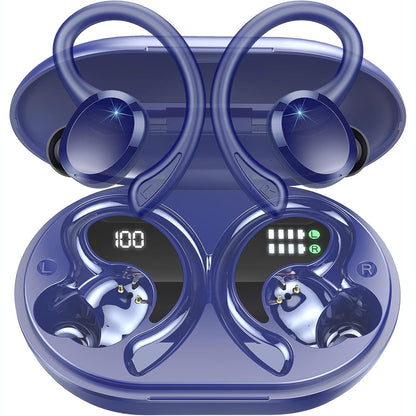 295205 - Kufje Sportive Bluetooth, Kufje Pa Tel 2025 Bluetooth 5.4 me Hi-Fi Stereo, Jetëgjatësi Baterie 48-Orë, Kufje Sportive Mbi Vesh me Grepa për Veshët, Kufje me Anulim Zhurme/4 Mikrofonë ENC, IP7 Rezistente ndaj Ujit/USB-C