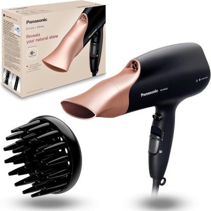 301683 - PANASONIC Tharëse flokësh EH-NA63 Nanoe, me difuzor, grykë stilimi, ventilator dhe cilësime temperature, fuqi 2000 W, dizajn ergonomik, ngjyrë rozë e artë
