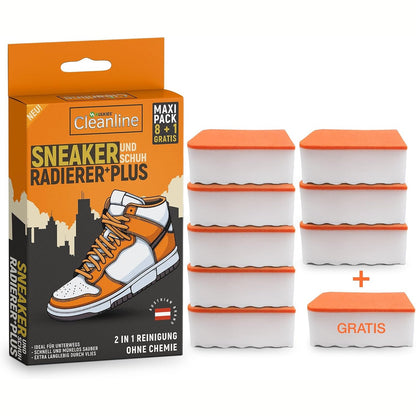 294641 - HULKIES Gomë papastërtie Cleanline Premium për këpucë, Maxipack 8+1 falas, Sfungjer pastrimi pa kimikate, Gomë 2-në-1 për atlete dhe shputa