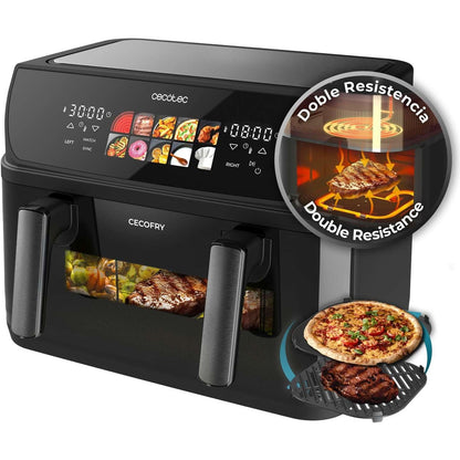 83217 - CECOTEC Fritezë me Ajër pa Vaj 'CecoFry&Grill DuoHeat 10000', Kapaciteti 10L, Skarë dhe Pllakë Gatimi, Element Ngrohjeje i Dyfishtë 2800W, Gatim i Shpejtë, Rezultate të Qëndrueshme