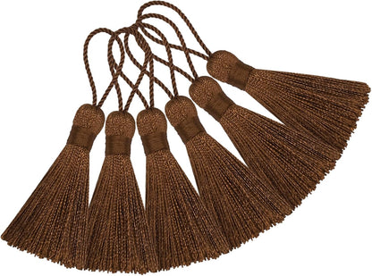 263235 - MAKHRY 20 copë Mini Tassel Artizanale prej Mëndafshi 4.3 Inç, Punuar me Dorë, Lak Kabllo 2 Inç, Nyjë të Vogël Kineze për Vathë, Faqeshënues, Pajisje Artizanale DIY (Kafe e Lehtë)