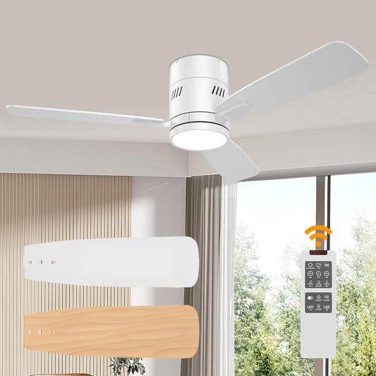 167329 - EPOCHGLO Ventilator Tavani me Dritë dhe Telekomandë, 106.7 cm, DC me Tehe të Kthyeshme dhe Drita të Errësueshme, për Dhomë Gjumi ose Kuzhinë, Modeli i Qetë