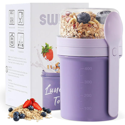 258120 - FILXHAN MUSLI SWKIEN PËR TË MARRË ME VETE, KAPACITET 450ML+250ML, ME LUGË, FILXHAN MUSLI QË NUK RRJEDH