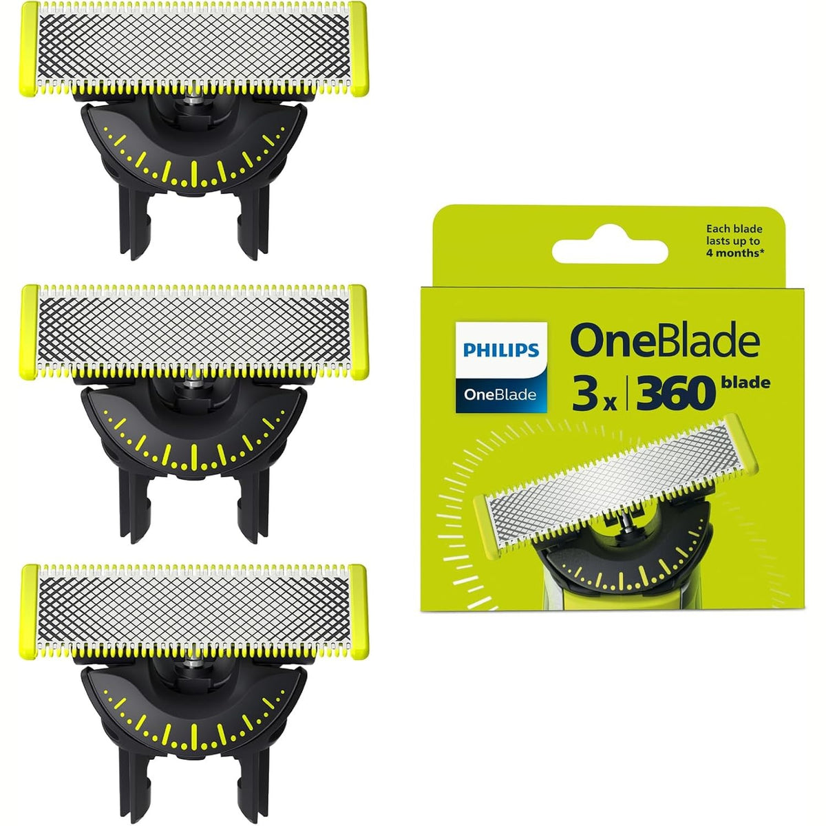 296798 - PHILIPS Tehe OneBlade Original 360, të pajtueshme me të gjitha modelet OneBlade dhe OneBlade Pro, 3 copë (modeli QP430/60)