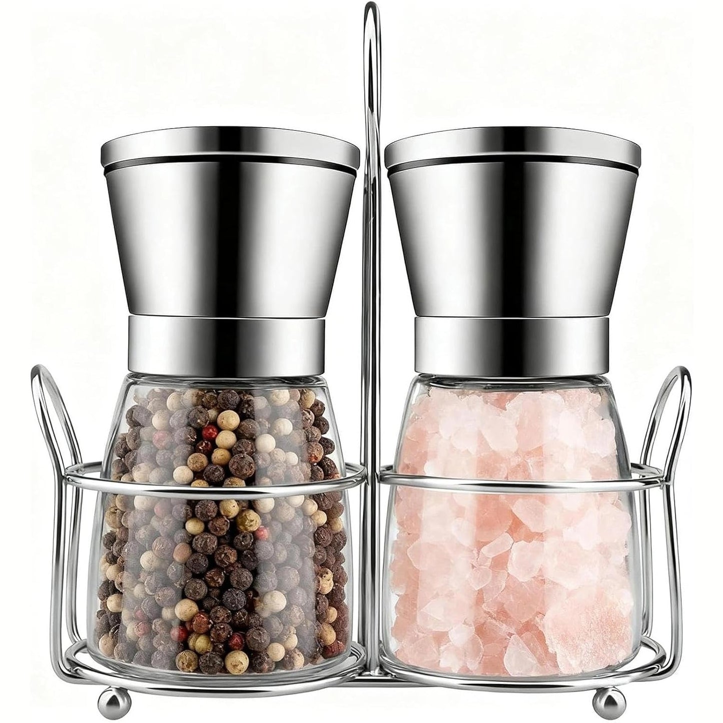 216233 - ATLIBERSWO Set me 2 mullinj erëzash 180 ml, qelqi dhe çelik inox