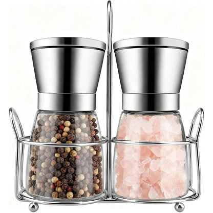 216233 - ATLIBERSWO Set me 2 mullinj erëzash 180 ml, qelqi dhe çelik inox