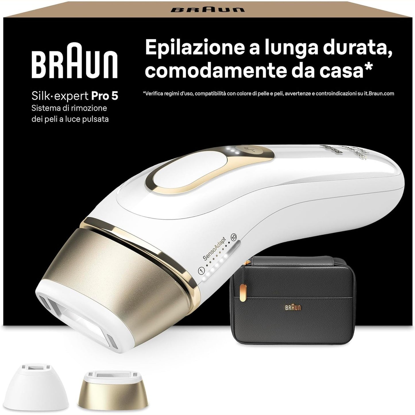 271006 - BRAUN Depilator me dritë të pulsuar Silk Expert Pro 5, për gratë, Alternativë ndaj depilimit me lazer, me kuti, 2 koka, PL5140