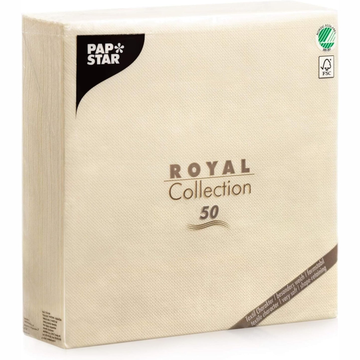 216340 - PAPSTAR Peceta shampanje Royal Collection 1/4 palosje, 40 x 40 cm, pako 1 x 50