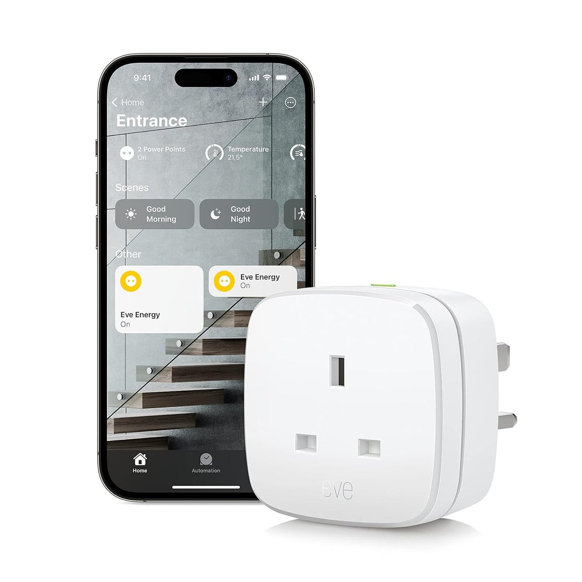313053 - EVE ENERGY (Matter) UK Prizë Inteligjente, Kontroll dhe Automatizim Dritash/Pajisjesh, Funksionon me Apple HomeKit, Alexa, Google Home, SmartThings