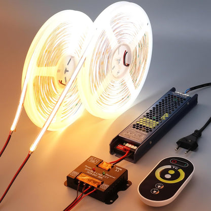 239325 - BENLUN Shirit LED 24V CCT COB me errësim 20M (10M X 2), 2700K-6500K, 10W/M, me Telekomandë dhe Furnizim me Energji