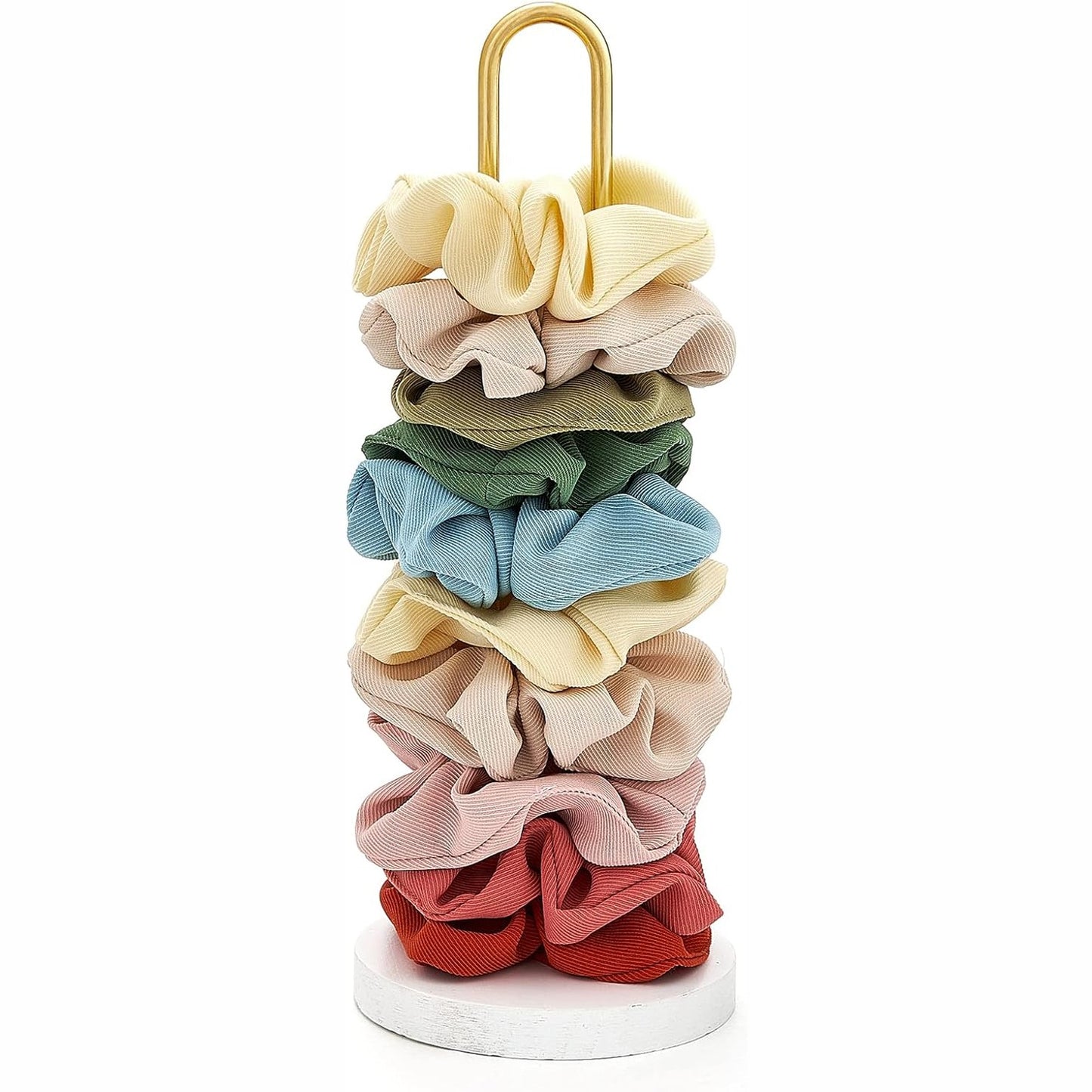 220343 - MKONO Organizues për Aksesorë Flokësh, Stand Mbajtëse për 25-35 Scrunchies, Metalike, të Bardha, Modern Vertikal