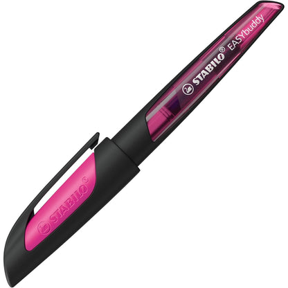 274109 - STABILO Stilograf shkollor me majë standarde të mesme - EASYbuddy në ngjyrë të zezë/magenta - blu (i fshishëm) - përfshirë fishek