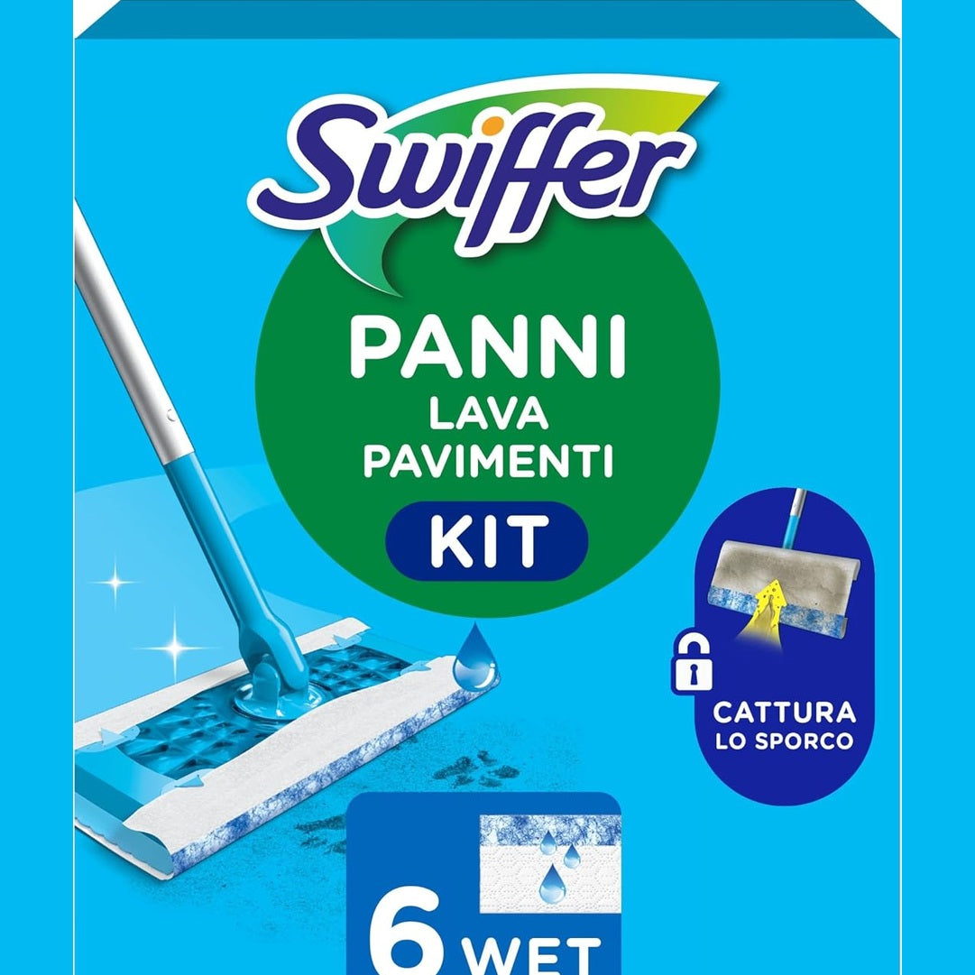 275729 - Kit Fillestar për Mop Pluhuri Swiffer (1 Mop, 6 Sfungjerë Mop), Pastrim i Fuqishëm Kundër Njollave të Thata