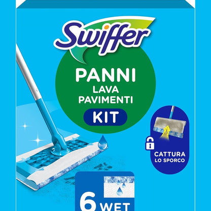 215610 - SWIFFER Set fillestar për mopa të lagura, përmban: 1 mopa, 6 peceta të lagura