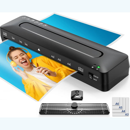 276572 - LAMINATOR A3, Laminator Fotosh 5-në-1, Makinë Laminimi Termik dhe të Ftohtë me Qese për A3/A4/A5/A6, Prerës Letre dhe Rrumbullakosës Këndesh për Zyrë, Shtëpi, Kartolina, Menu, Shkollë