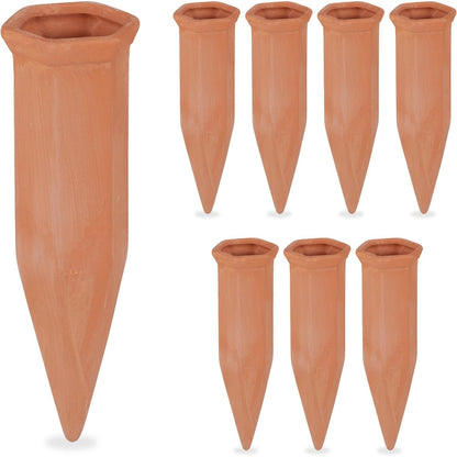 223034 - RELAXDAYS - Pikaç uji qeramik, set prej 8 shishesh PET 1.5 l, vazo për bimë shtëpie dhe ballkone, sistem pikash, terrakota