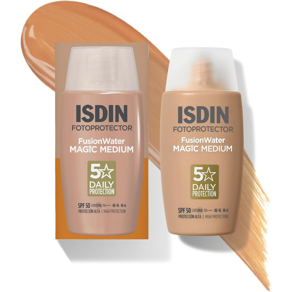 306274 - ISDIN, Fotoprotector Fusion Water MAGIC Medium SPF 50, Krem dielli ultra i lehtë për fytyrën me ngjyrë, 50 ml