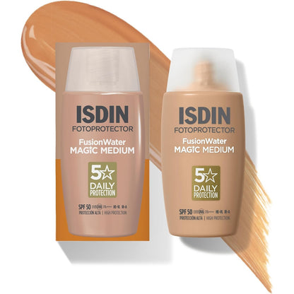 306274 - ISDIN, Fotoprotector Fusion Water MAGIC Medium SPF 50, Krem dielli ultra i lehtë për fytyrën me ngjyrë, 50 ml