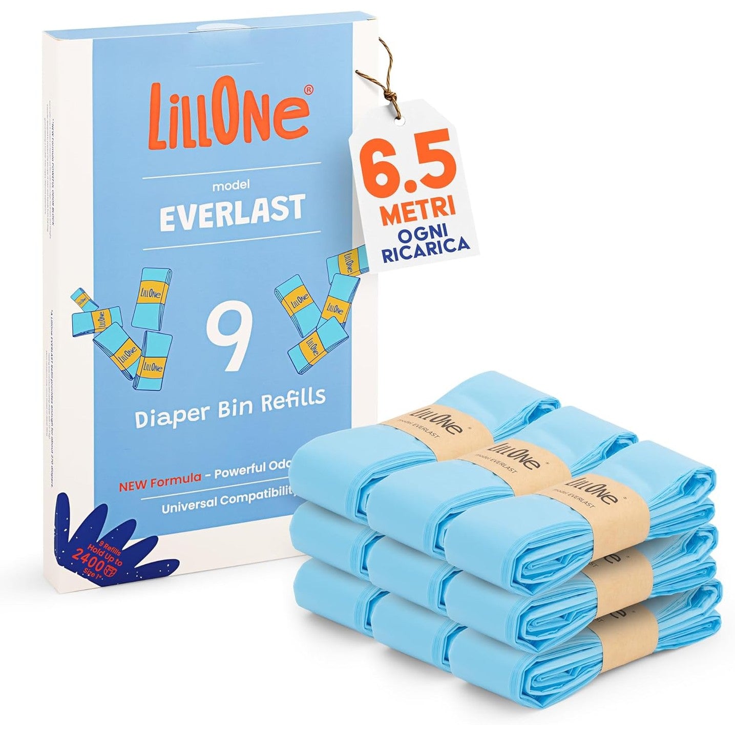 197755 - EVERLAST Mbushëse LillOne për koshin e pelenave, të gjata 6.5m, me shtresë të trashë, rezistente ndaj erës dhe rrjedhjeve, të pajtueshme me Angelcare, Tommee Tippee, LitterLocker