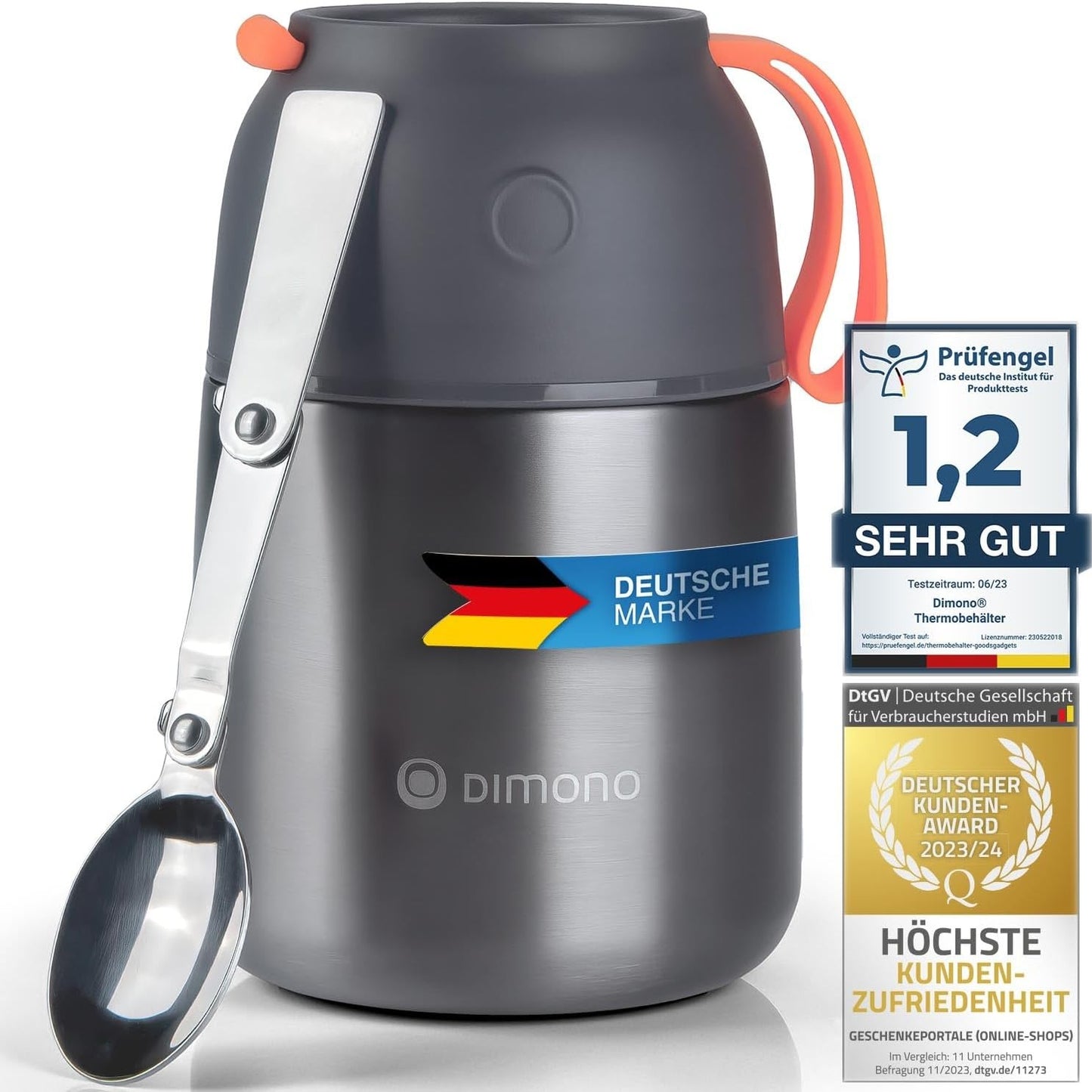 215842 - DIMONO Enë termosi, ngrohës ushqimi; Kuti dreke, enë ushqimi prej çeliku inox (500 ml)