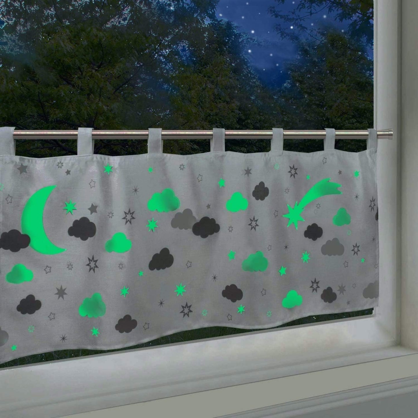 224626 - Delindo Lifestyle Perde fluoreshente për kafene, 45x120 cm, e bardhë, moderne bistro opake për dhomën e fëmijëve