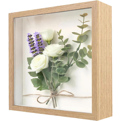 225301 - KORNIZË FOTOGRAFIKE 3D, 22 x 22 cm, druri, thellësi 3 cm, për mur dhe tavolinë, për buqetën e dasmës, dru i papërpunuar