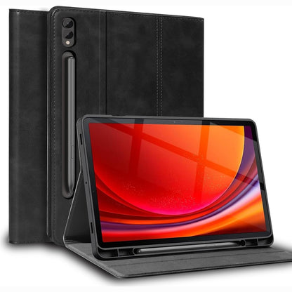 276611 - GEXMIL Mbrojtëse lëkure për Samsung Galaxy Tab S10 Ultra / S9 Ultra 14.6 inç - Mbajtëse stilolapsi, modalitet automatik gjumi/zgjim, e zezë