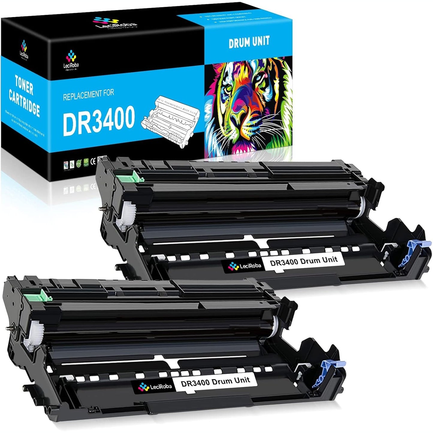 273454 - LECIROBA DR3400 Njësi Baterie për Brother DCP-L5500DN, L6600DW, HL-L5000D, L5100DN, L5100DNT, L5200DW, L6250DN, L6300DW, L6300DWT, L6400DW, L6400DWT, MFC-L5700DN, L5750DW, 6800DW, L6800DWT, L6900DW (Pako me 2 Bateri)