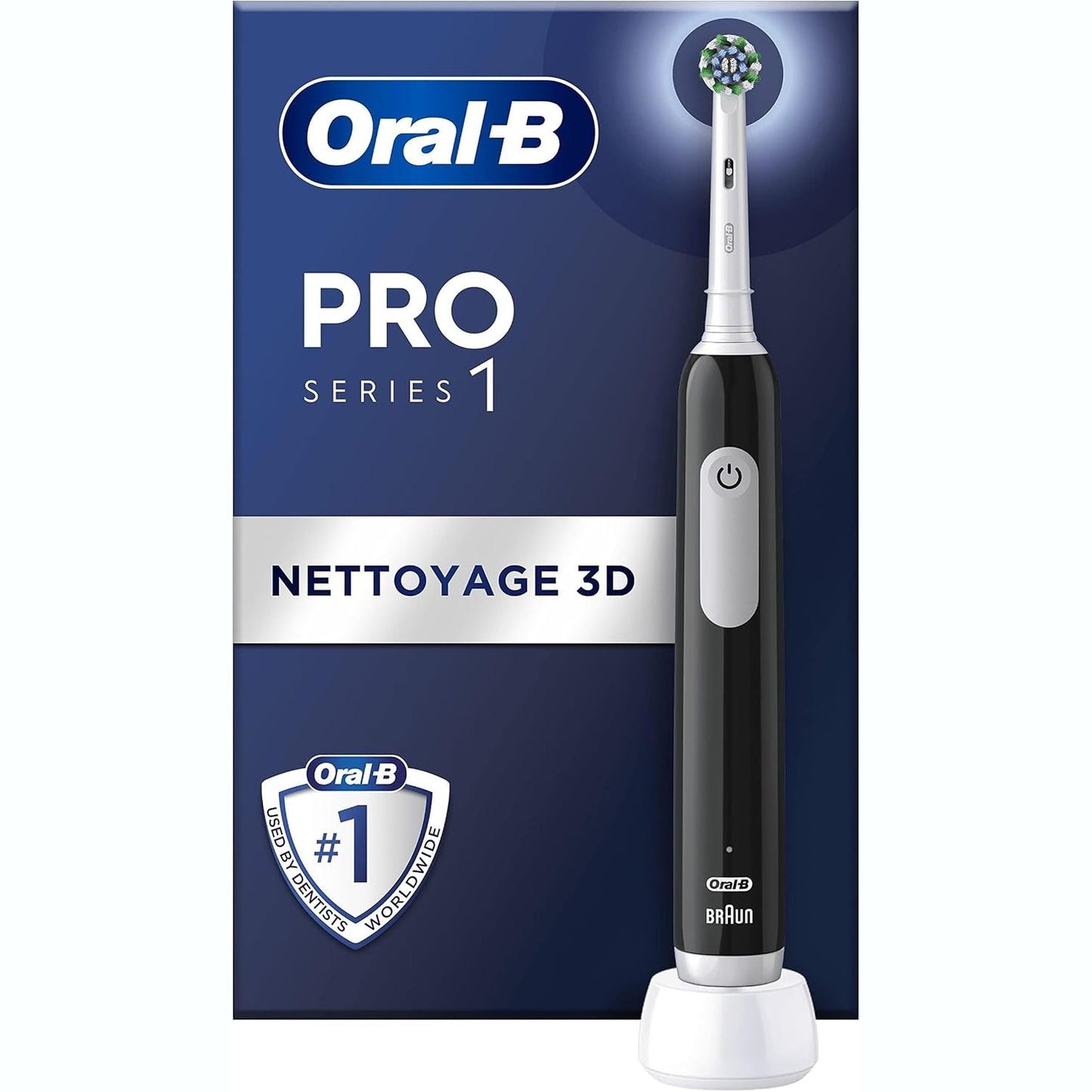 275183 - ORAL-B Pro 1, furçë dhëmbësh elektrike me kokë furçe zëvendësuese, e zezë, 3 mënyra pastrimi: furçë të ndjeshme, rrotulluese-osciluese dhe pulsuese, karikim