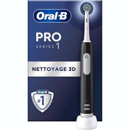275183 - ORAL-B Pro 1, furçë dhëmbësh elektrike me kokë furçe zëvendësuese, e zezë, 3 mënyra pastrimi: furçë të ndjeshme, rrotulluese-osciluese dhe pulsuese, karikim