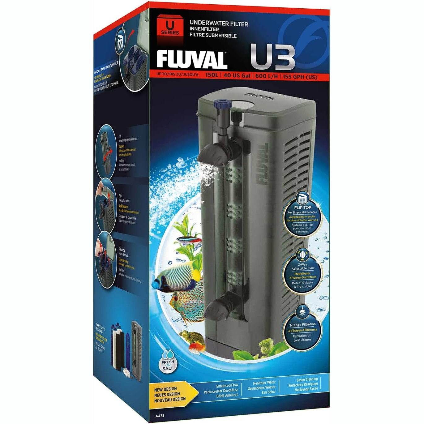 221393 - FLUVAL Filtër i brendshëm U3 për akuariume 90-150 litra, 6W