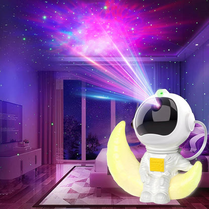 224604 - PROJEKTOR PHOSURA LED me Qiell Yjor, Projektor Astronaut 2-në-1 me Dritë Hëne, Kohëmatës, Telekomandë, Dekorim Estetik i Dhomës së Gjumit për të Rritur dhe Fëmijë