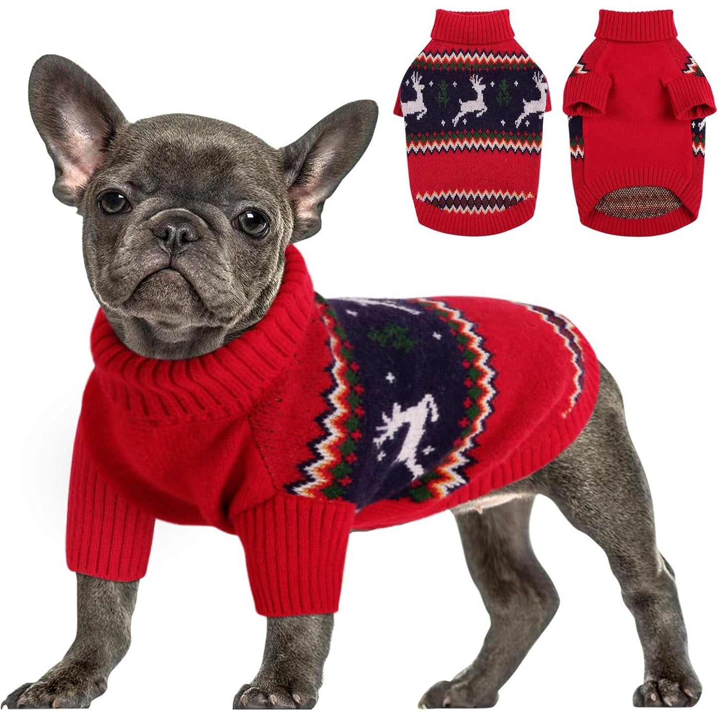 184252 - QUEENMORE Triko për Qen, Pallto Dimri, Krishtlindje, Madhësi XL, Përdorim për French Bulldog, Chihuahua, Dachshund, Mace, Material Ngrohtë