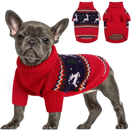 184252 - QUEENMORE Triko për Qen, Pallto Dimri, Krishtlindje, Madhësi XL, Përdorim për French Bulldog, Chihuahua, Dachshund, Mace, Material Ngrohtë