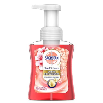 304055 - SAGROTAN Sapun shkumë Velvet me aromë qershie dhe trëndafili, 250 ml
