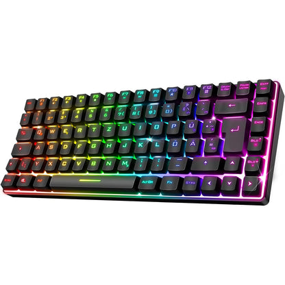 299383 - SHPIRTI I LOJTARIT Tastierë pa tel për lojëra Bluetooth, TKL RGB QWERTZ 65%, gjysmë-mekanike me ndriçim nga prapa, 25 me anti-ghosting, e pajtueshme me PC, smartphone dhe tablet