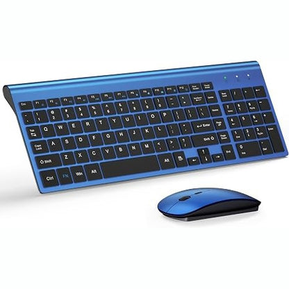 305360 - TOPMATE Set Tastierash dhe Mausi Ultra i Hollë, Maus 2.4G i Heshtur Kompakt USB 2400DPI dhe Tastierë me Snap Switch me Mbulesë, me 2 Bateri AA dhe 2 Bateri AAA për PC/Laptop/Windows/Mac - Rozë e Bardhë