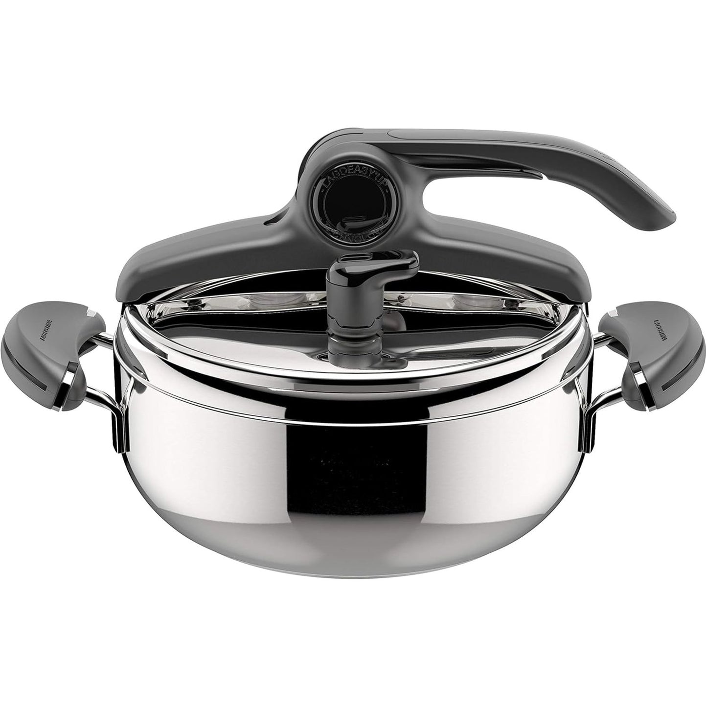 187098 - LAGOSTINA Mia Tenxhere me Presion, 3.5L, Çelik Inox 18/10, Ø 22 cm, Përshtatshme për Induksion dhe Gaz, Kapak që Hapet Lehtë, Bazë me Tre Shtresa, Mund të lahet në lavastovilje