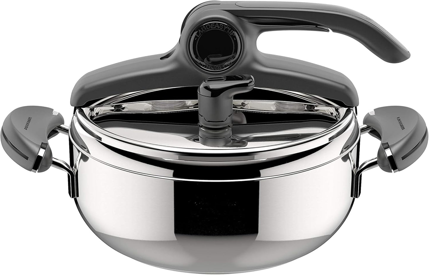 167331 - LAGOSTINA Mia Lagoeasy'UP Tenxhere me Presion 3.5L, Çelik Inox 18/10, Ø 22cm, E Pajtueshme me Sobë Induksion dhe Gaz, Kapak që Hapet Lehtë, Bazë Irradial Plus me 3 Shtresa, e Sigurt për Lavastovilje