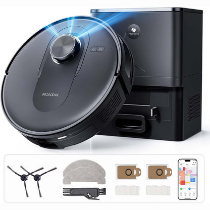 255006 - PROSCENIC Q8 Max Fshesë me korrent robotike me hartëzim, 5000 Pa/200 min, Zbrazje automatike e pluhurit, Navigim LiDAR, Kundër ngatërrimit të qimeve, APP/Alexa/Wifi