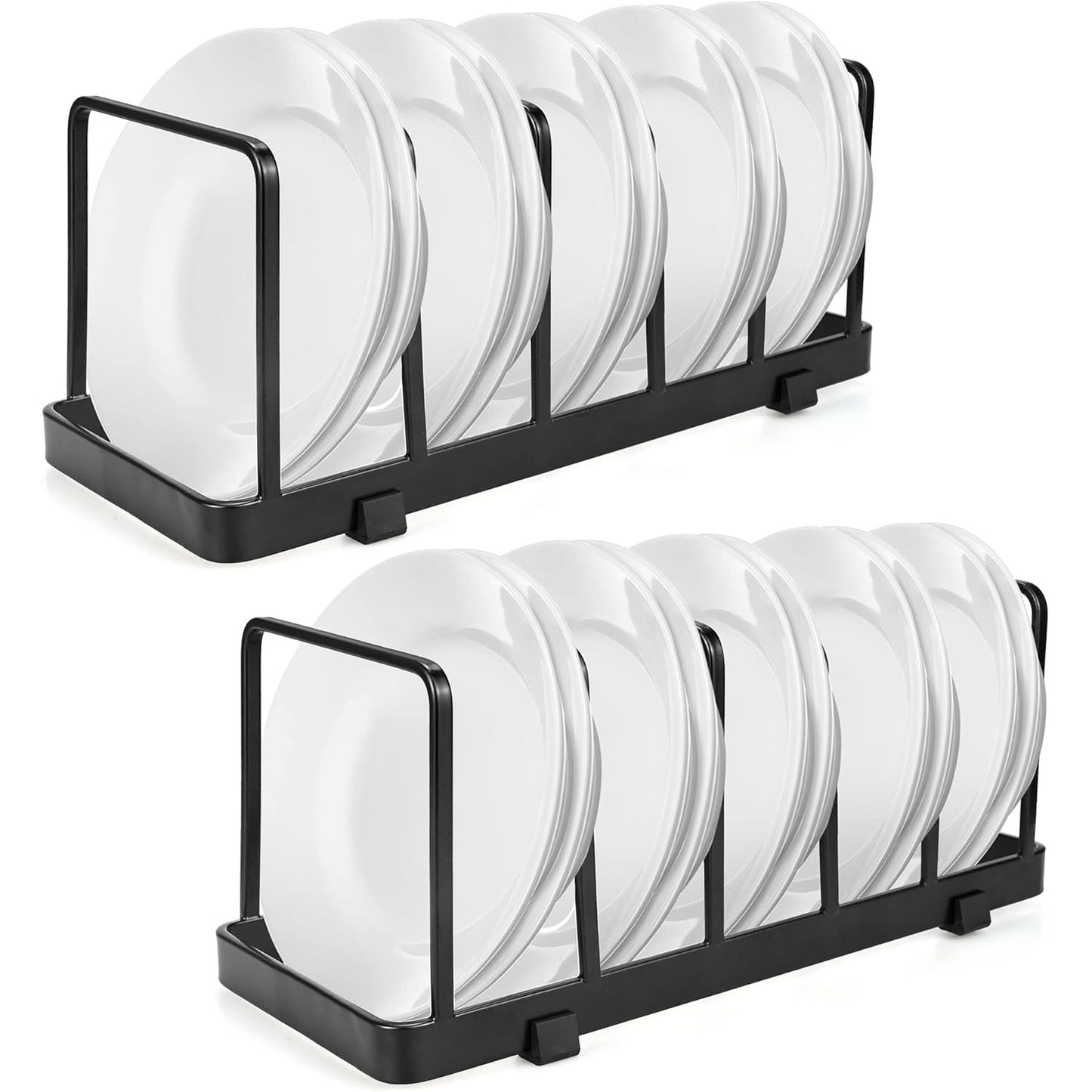 215686 - 2 mbajtëse pjatash, mbajtëse kapaku tenxheresh, raft vertikal pjatash, kullues enësh, mbajtëse kapaku enësh, raft kullues, tabaka, dërrasë prerëse, mbajtëse enësh për pjekje, e zezë, organizues kuzhine