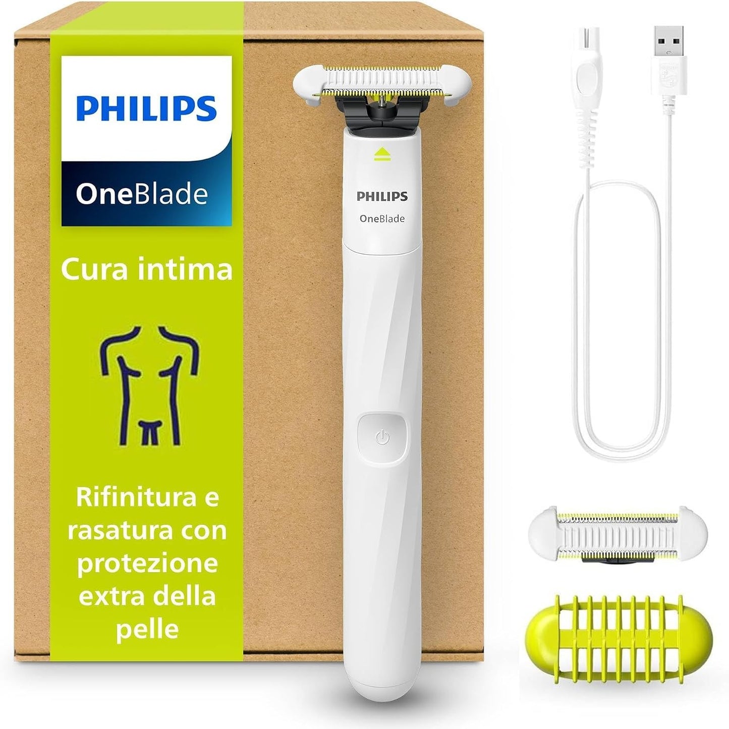 271245 - PHILIPS OneBlade Intime, kujdes intim, shkurtim dhe rruajtje me mbrojtje shtesë të lëkurës, model QP1924/30