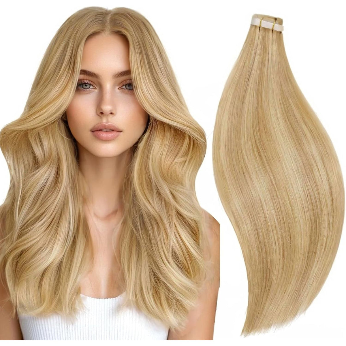 296618 - RUNATURE Shirit në Zgjatje Echthaar Blond Highlights, 55cm, 50g, 20 copë #16P24.