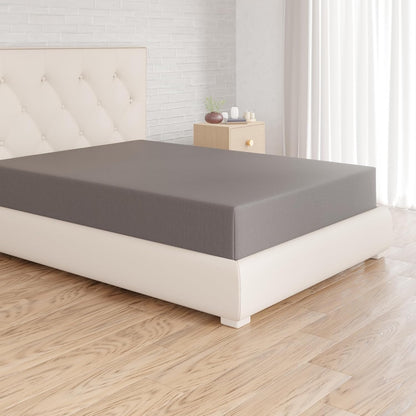 251795 - AMAZON BASICS Çarçaf i Montuar, 160 x 200 cm, Xhersi 100% Pambuk për Dyshekë deri në 30 cm të Trashë, Gri e Errët