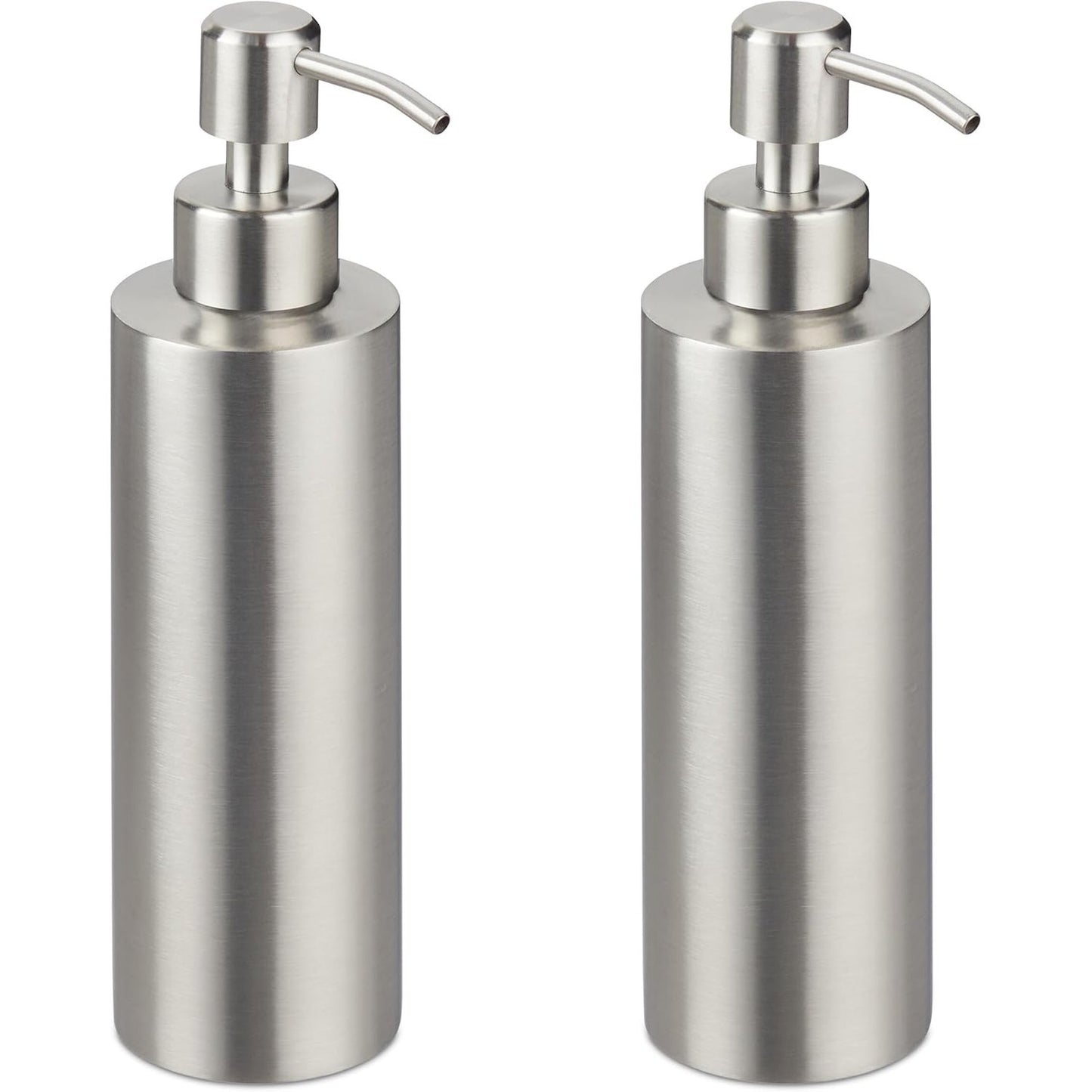185356 - RELAXDAYS Dispenser Sapuni 2X, Kapacitet 300ml, Çelik Inox, i Rimbushshëm, Përdorim për Sapun, Xhel Dushi, në Banjo dhe Kuzhinë, Argjend