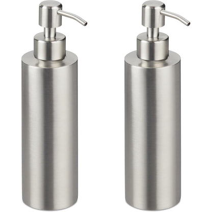 185356 - RELAXDAYS Dispenser Sapuni 2X, Kapacitet 300ml, Çelik Inox, i Rimbushshëm, Përdorim për Sapun, Xhel Dushi, në Banjo dhe Kuzhinë, Argjend
